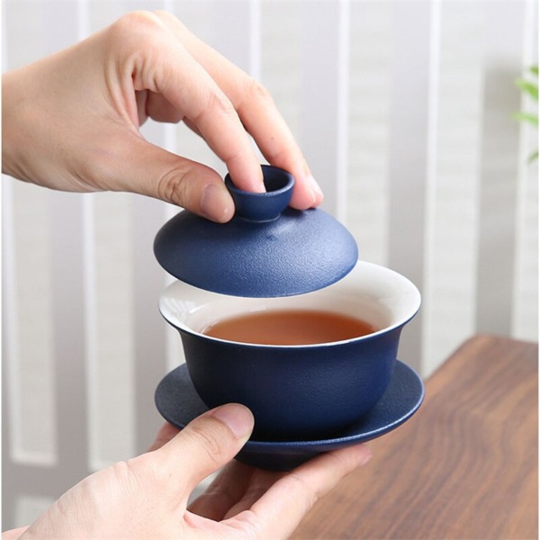 160ml Crude Pottery GaiWan Japanese Style Ceramic Tea Tureen Dehua Tea Bowl With Cup Saucer For Kung Fu Tea