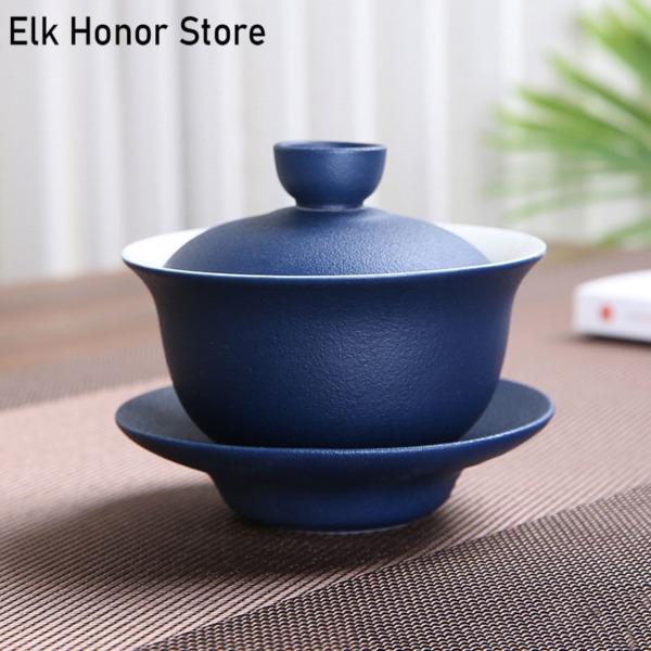 160ml Crude Pottery GaiWan Japanese Style Ceramic Tea Tureen Dehua Tea Bowl With Cup Saucer For Kung Fu Tea