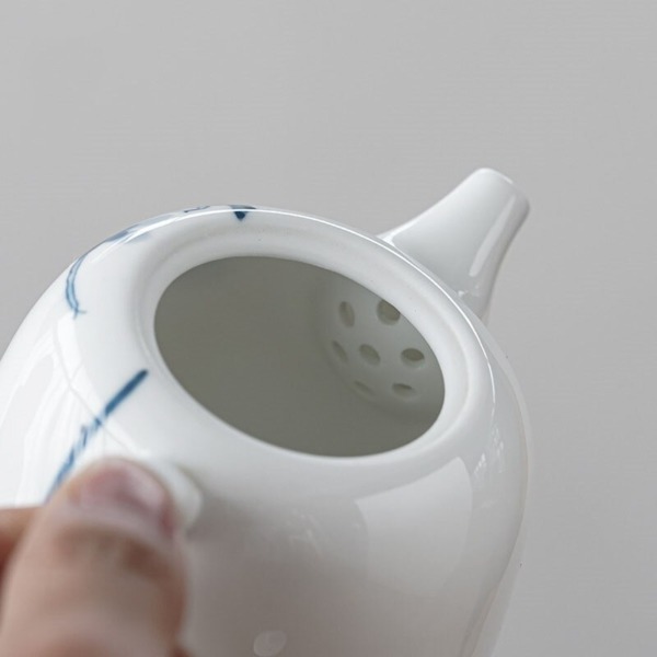 200ml Elegant White Jade Porcelain Teapot Hand Painted Lotus Flower Art Tea Pot Dehua Qin Quan Pot