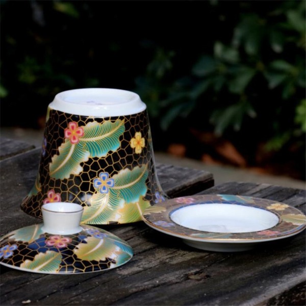 220ml Hand Painted Ceramic Gaiwan Tureen Bowl for Chinese Kung Fu Tea