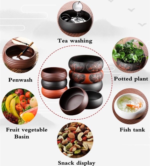 6 Inch Chinese Zisha Tea Wash Bowl Cups & Gaiwan Washing Utensils for Tea Ceremony