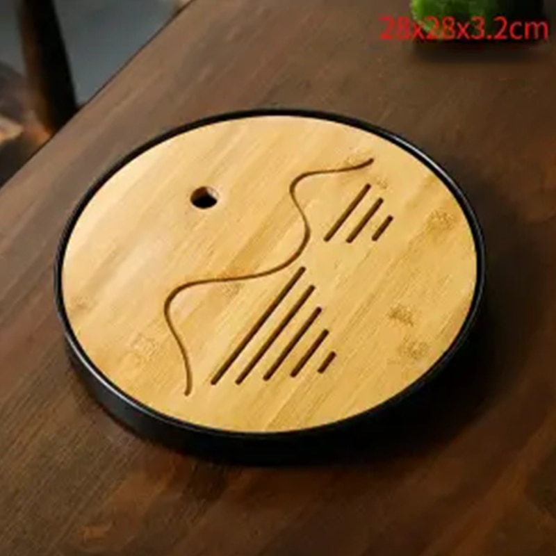 Bamboo Kungfu Tea Tray Abstract Cloud Pattern Tea Serving Cake Shape Tray