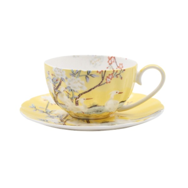 Bone China Flower Pattern Tea Cup & Saucer Set for Tea & Coffee