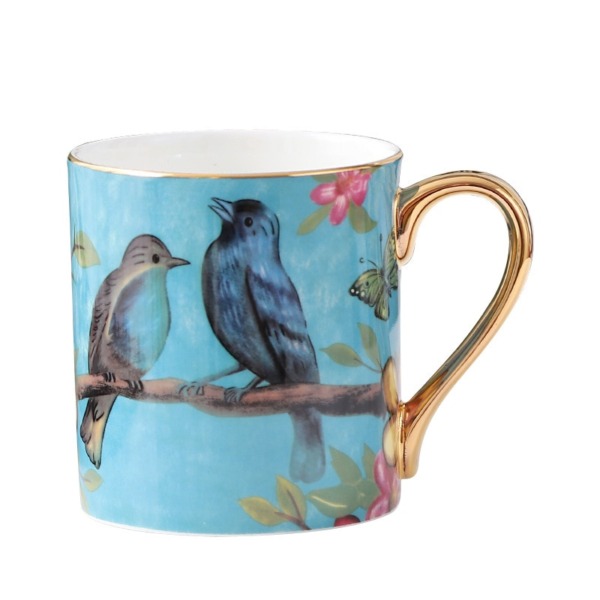 Bone China Mug Bird Pattern Couple Mug Ceramic 380ml Tea Cup