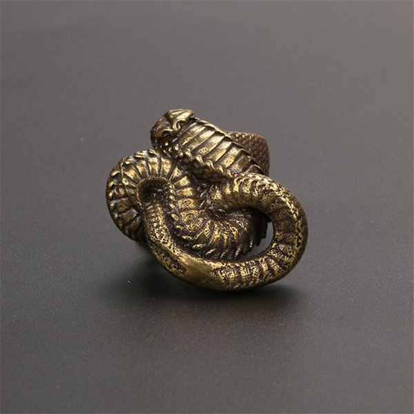 Bronze Cobra Statue Ornament Zodiac Snake Miniature Figurines Copper Tea Pet