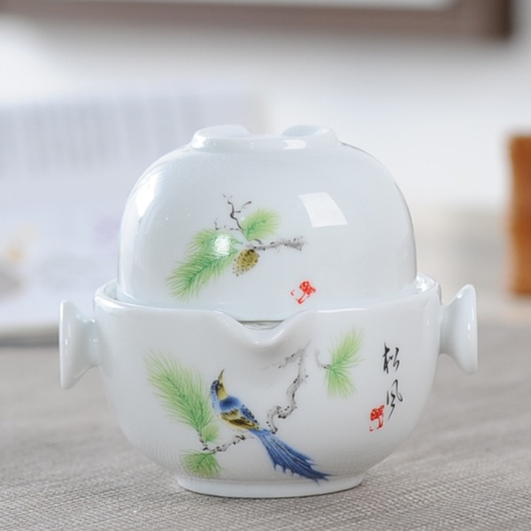 Ceramics Tea Pot & Cup Set Elegant and Easy Cover Bowl for Kung Fu Tea