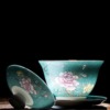 Chinese Tradition Gai Wan Enamel Color Kungfu Tea White Porcelain Tea Cover Bowl With Saucer