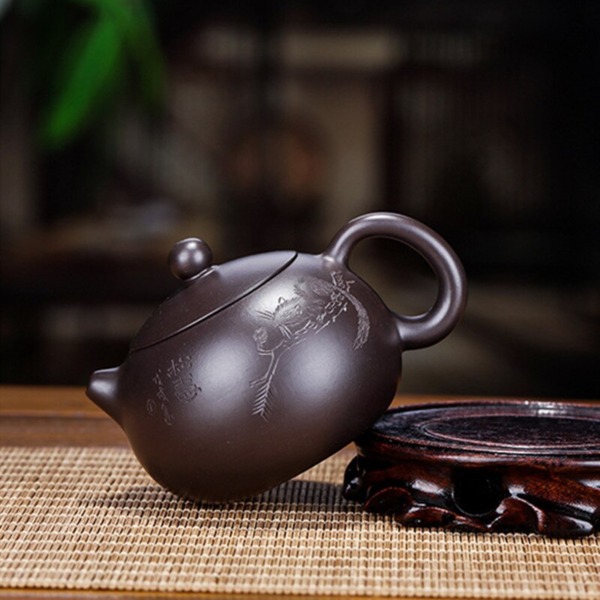 Chinese Yixing Zisha Teapot 120ml Raw Ore Black Mud Xishi Tea Pot