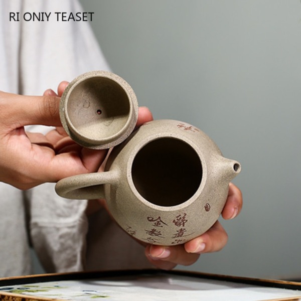 Classic 210ml Zisha flower and bird painting Teapot Handmade Raw Ore Section Mud Dragon Egg Style Tea Pot