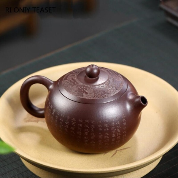 Classic Chinese Zisha Teapot Master Hand-Carved Heart Sutra Xishi Tea Pot