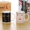Classic Creative Ceramic Mug Abstract Cartoon Eyes Temperature Color Changing Tea Cup