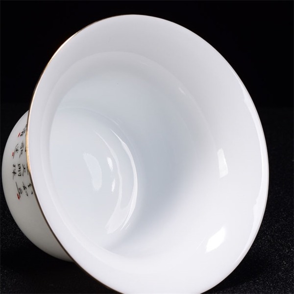 Dehua 125ml White Porcelain Jade Mud Sancai Gaiwan Handmade Kung Fu Tea Cover Bowl for Tea Ceremony