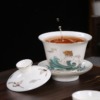 Dehua Mutton Fat Jade White Porcelain Cover Bowl Sancai Tureen Hand Painted 150ml Gaiwan