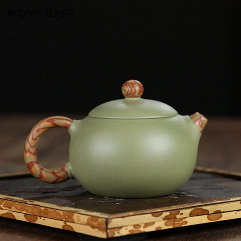 Handmade Chinese Raw Ore Bean Green Mud Zisha 180ml Tea Pot
