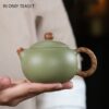 Handmade Chinese Raw Ore Bean Green Mud Zisha 180ml Tea Pot