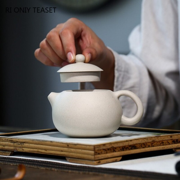 Handmade Yixing Zisha Tea Pot Raw Ore White Mud Xishi Boutique Teapot 210ml
