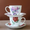 Japanese Ceramic Folower Pattern Tea Cup With Saucer 230ml  Capacity for Tea & Coffee