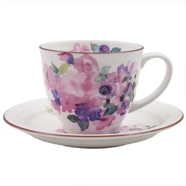 Japanese Ceramic Folower Pattern Tea Cup With Saucer 230ml  Capacity for Tea & Coffee