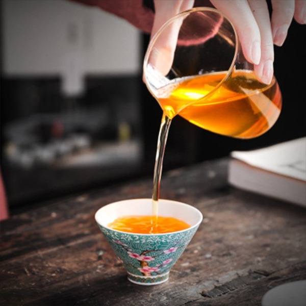 Jingdezhen 6 Cups Set Ceramic Mini Tea Bowl Hand Drawn Peach Flower Pattern Tea Cups for Tea Ceremony