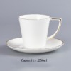 Large-Capacity Gold Edge Tea Cup & Saucer Set White Simple Design Teacup Light Luxury Bone China Mug