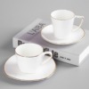 Large-Capacity Gold Edge Tea Cup & Saucer Set White Simple Design Teacup Light Luxury Bone China Mug