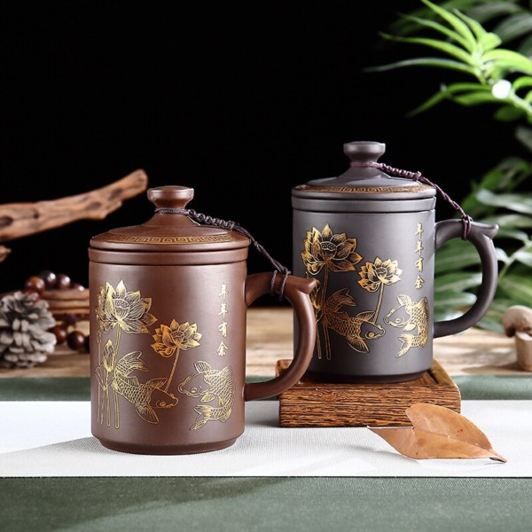 Large Capacity Zisha Clay Tea Pot&Cup Both In One Handmade Filter Feature Convenient Tea Cup