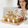 Premium Ivory Porcelain Creative European Style Teaware Set Teapot & Teacups and Tea Tray All In One