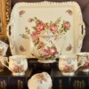 Premium Ivory Porcelain Creative European Style Teaware Set Teapot & Teacups and Tea Tray All In One