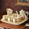 Premium Ivory Porcelain Creative European Style Teaware Set Teapot & Teacups and Tea Tray All In One