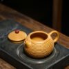Raw ore Gold Section Mud Zisha 280ml Teapot Handmade Bamboo Braided Style Tea Pot