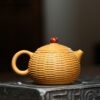 Raw ore Gold Section Mud Zisha 280ml Teapot Handmade Bamboo Braided Style Tea Pot