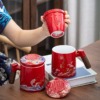 Retro Ceramic Cup with Cover Tea Separation Mug Tea Drinking Cup with Filter Tea Water Cup