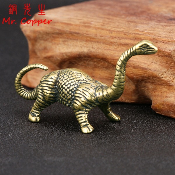 Solid Brass Jurassic Dinosaur Mini Figurines Tea Pet for Home & Office Desktop