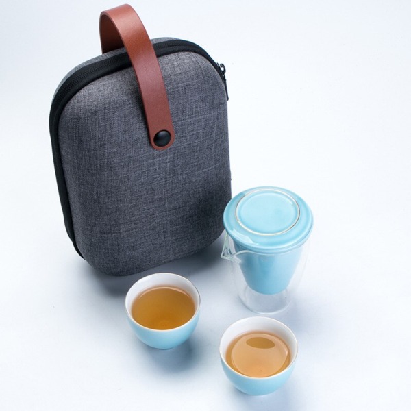 Travel Kung Fu Tea Set Ceramic Teapot & Teacup Set Outdoor Portabl Gaiwan And Cups