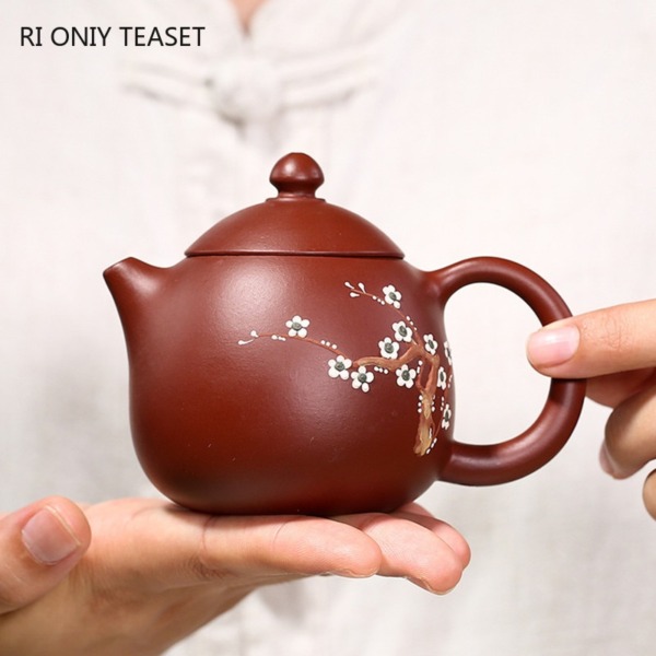Yixing Zisha Dragon Egg Plum Bossom Pattern Teapot Handmade Raw Ore 200ml Tea Pot